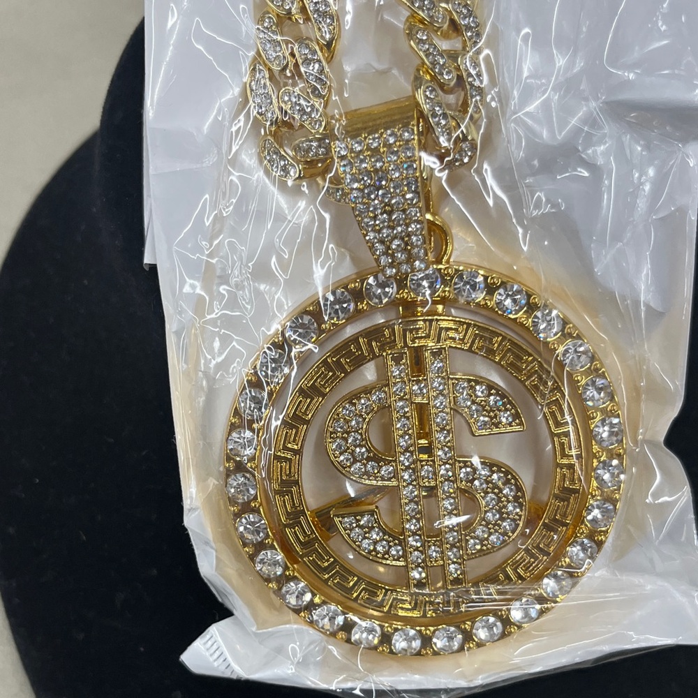 Gold Dollar Sign Pendant Necklace